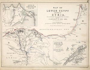 Kort over Nedre Egypten og en del af Syrien, udgivet af William Blackwood and Sons, Edinburgh og London, 1848 (håndfarvet gravering)